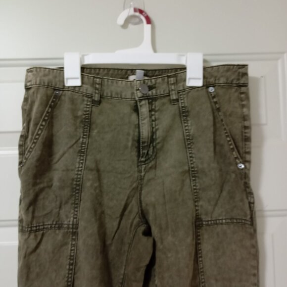 Ecote 100% Cotton Olive Green Cargo Pants With Zippers Size 28 Womens - Picture 4 of 12